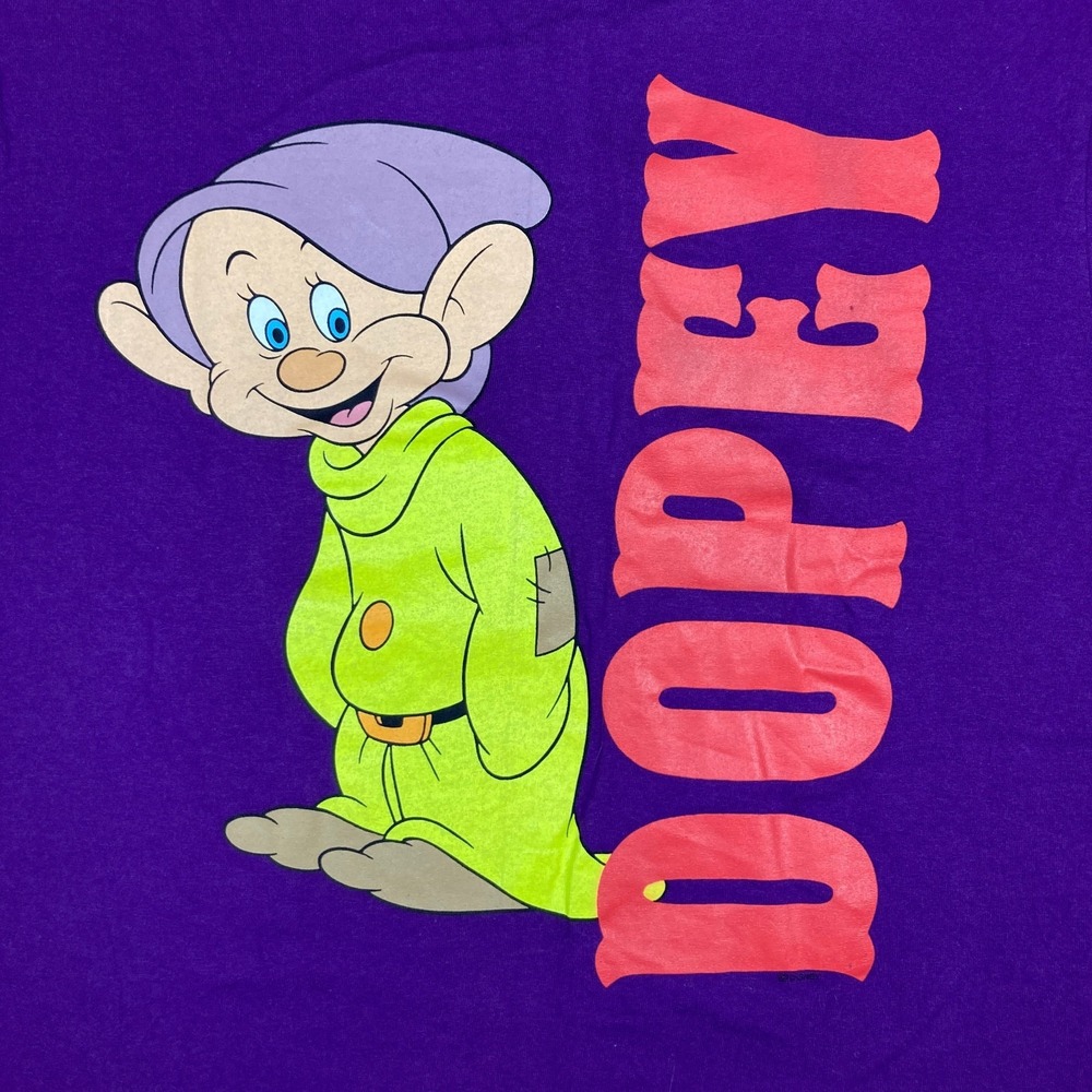 Vintage Dopey Shirt Mens L Purple Snow White Dwarf Cartoon Promo Big Print 90s - Picture 3 of 12